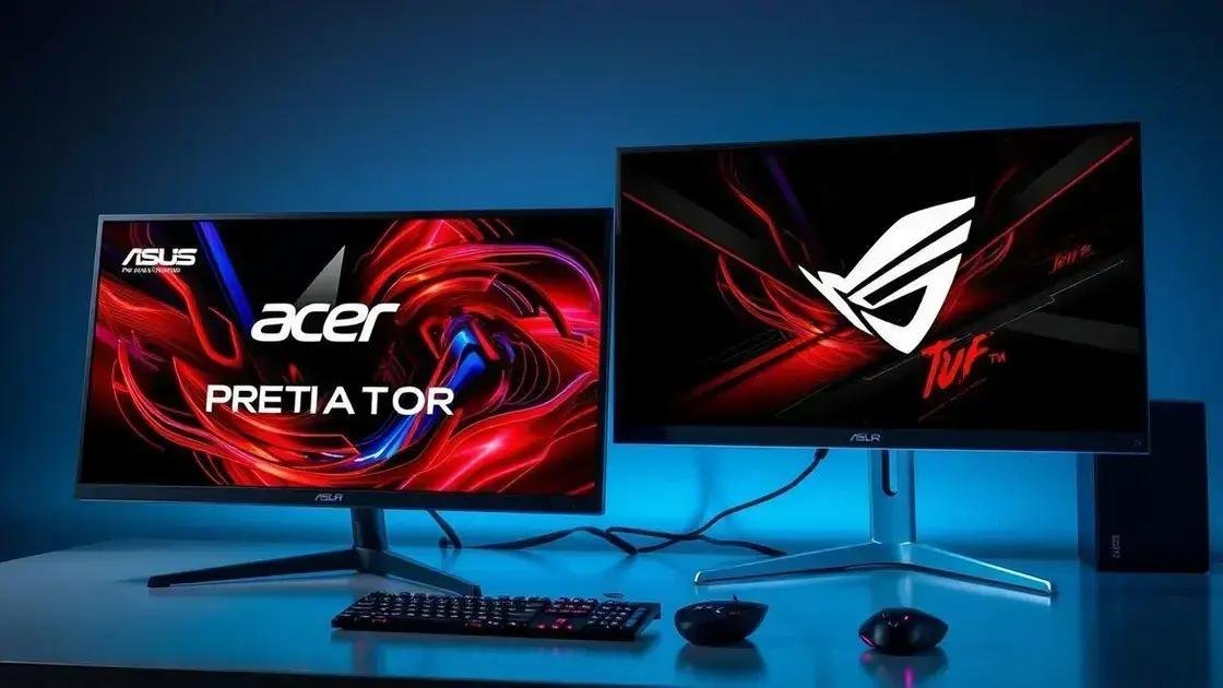 comparativo monitor gamer Acer Predator vs ASUS TUF: qual é o melhor para você?